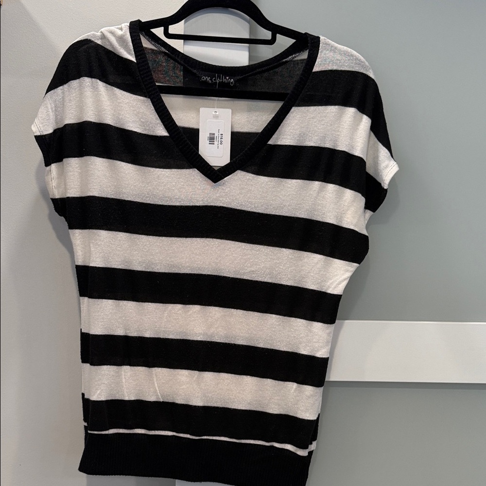 One Clothing Black and White Striped Tee